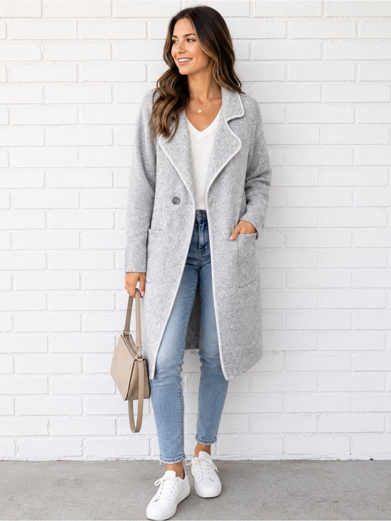 REVOLVE Jackets & Blazers - One Grey Day Revolve Relaxed fit Knit Gray Long Cardigan Jacket size medium NWT
